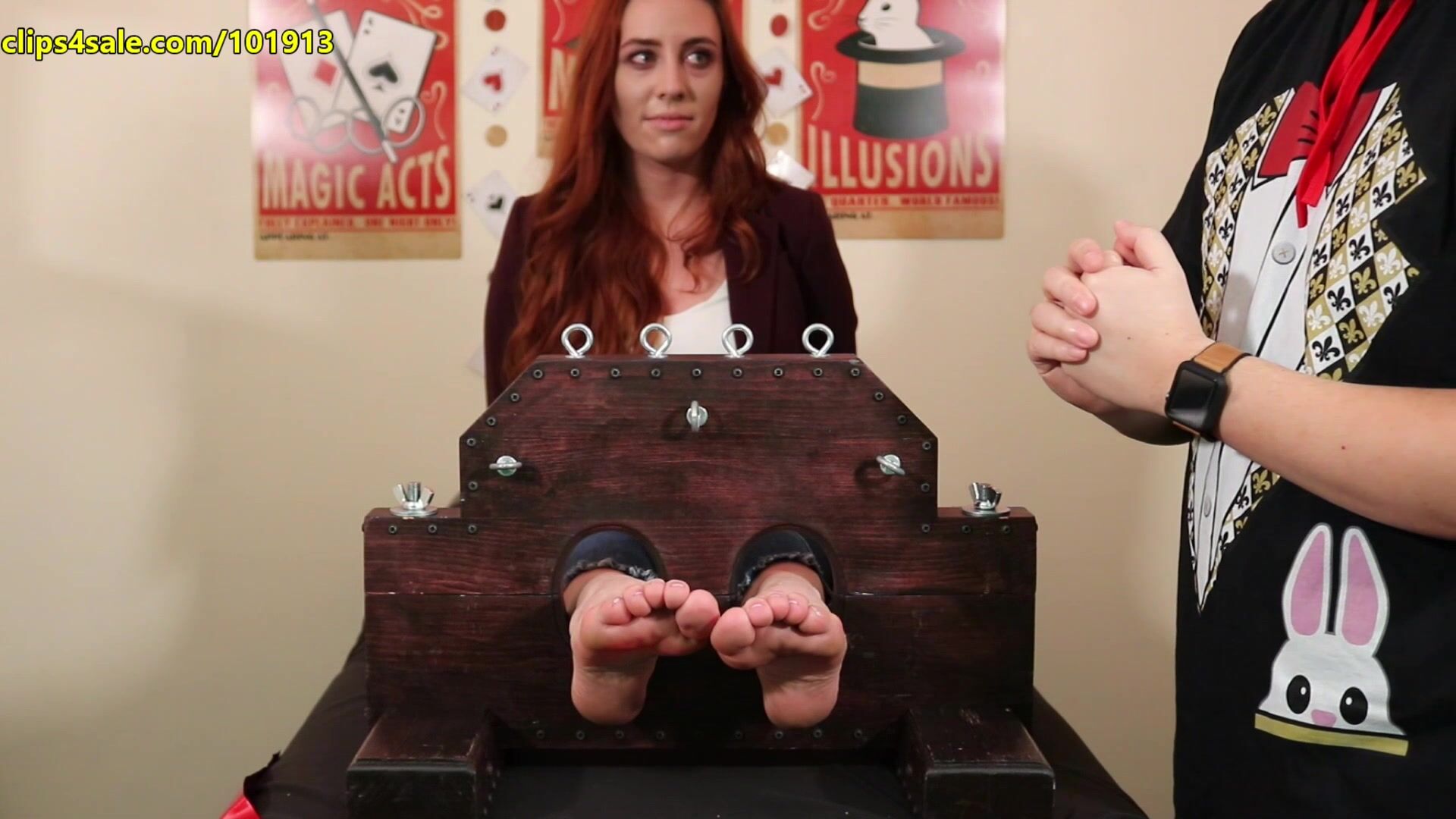 Random Sole Encounters – TICKLE FLIX JIllian Justice and the Stocks of Suggestion
